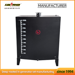 KingPower 1000L separate daily fuel tank for diesel generator, black steel auxiliary genset fuel tank with visible volume level scale